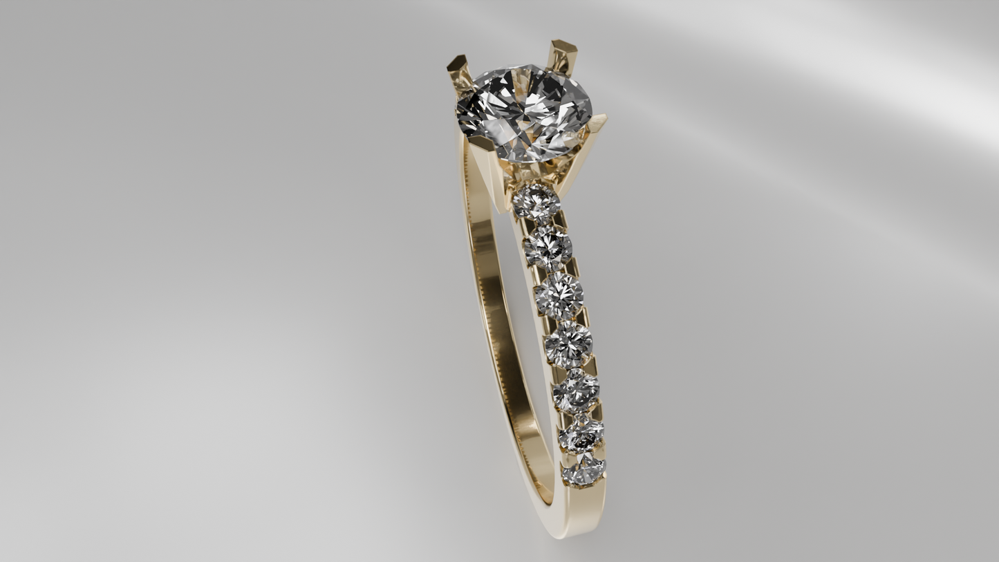 Classic Diamond Engagement Ring with Pave Band