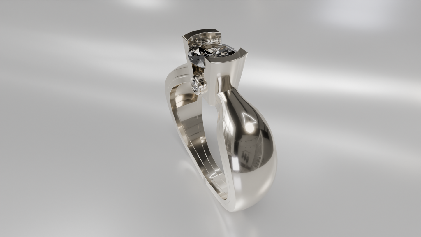 Modern Tension Set Diamond Wedding Ring