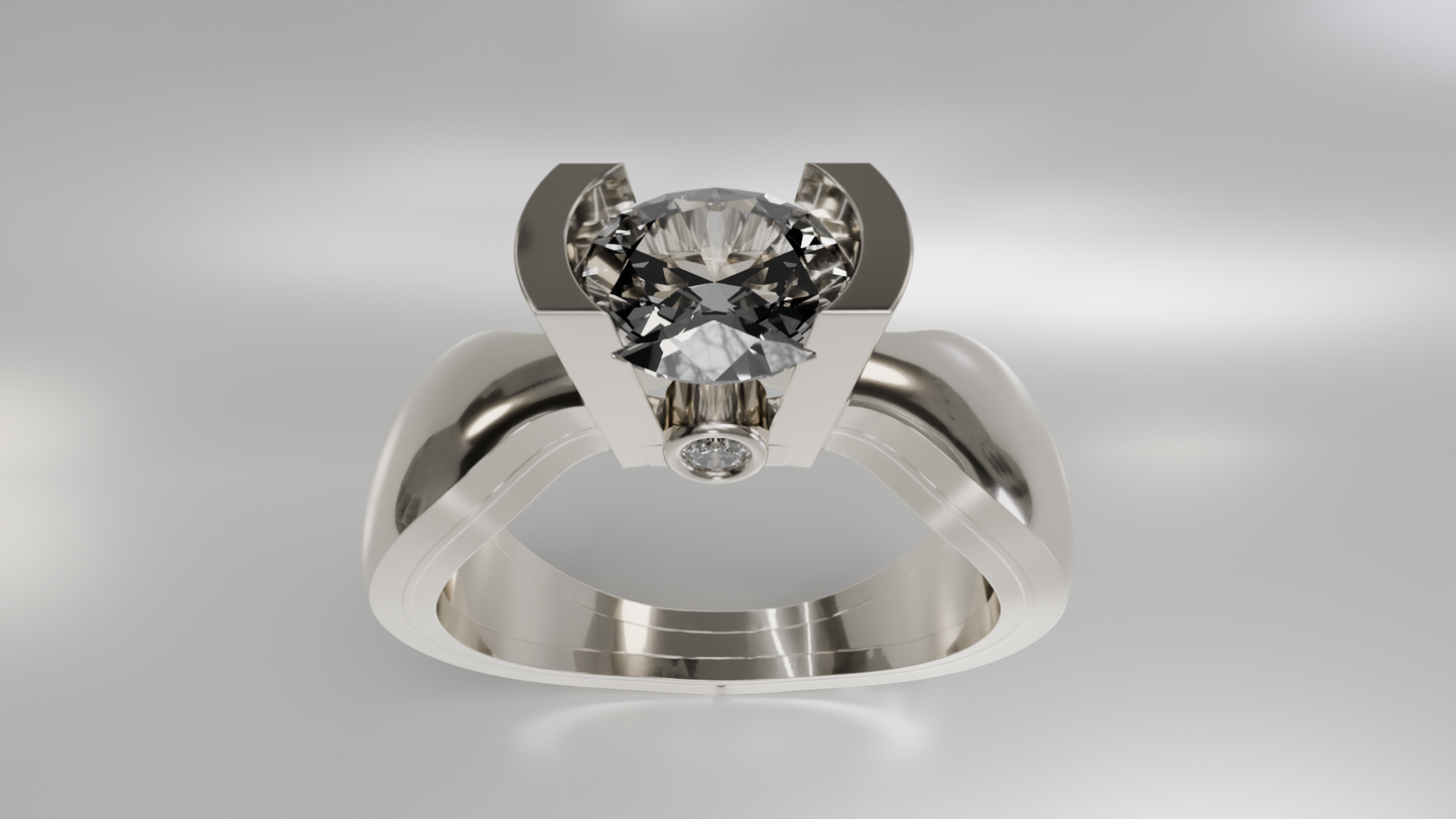 Modern Tension Set Diamond Wedding Ring