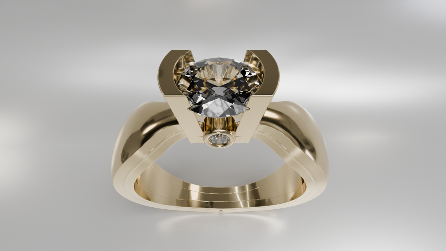 Modern Tension Set Diamond Wedding Ring