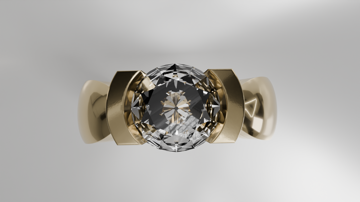 Modern Tension Set Diamond Wedding Ring