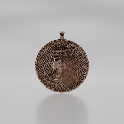 African Queen Medallion Pendant - Rose - Front