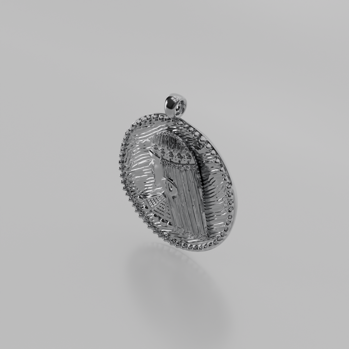 African Queen Medallion Pendant - White - Right