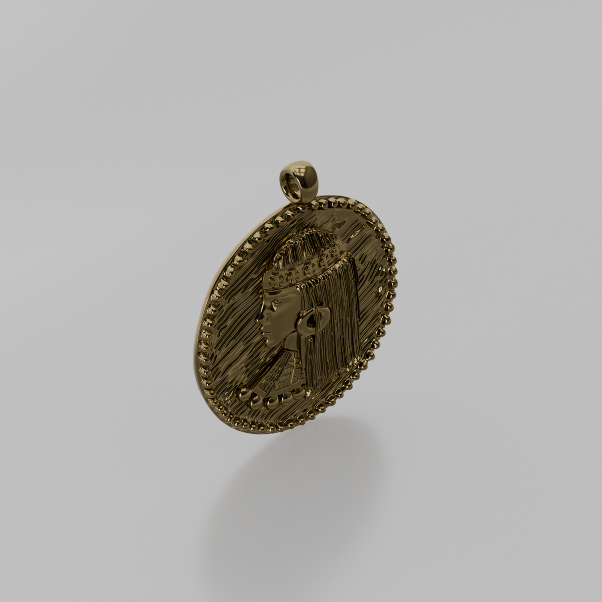 African Queen Medallion Pendant - Yellow - Left
