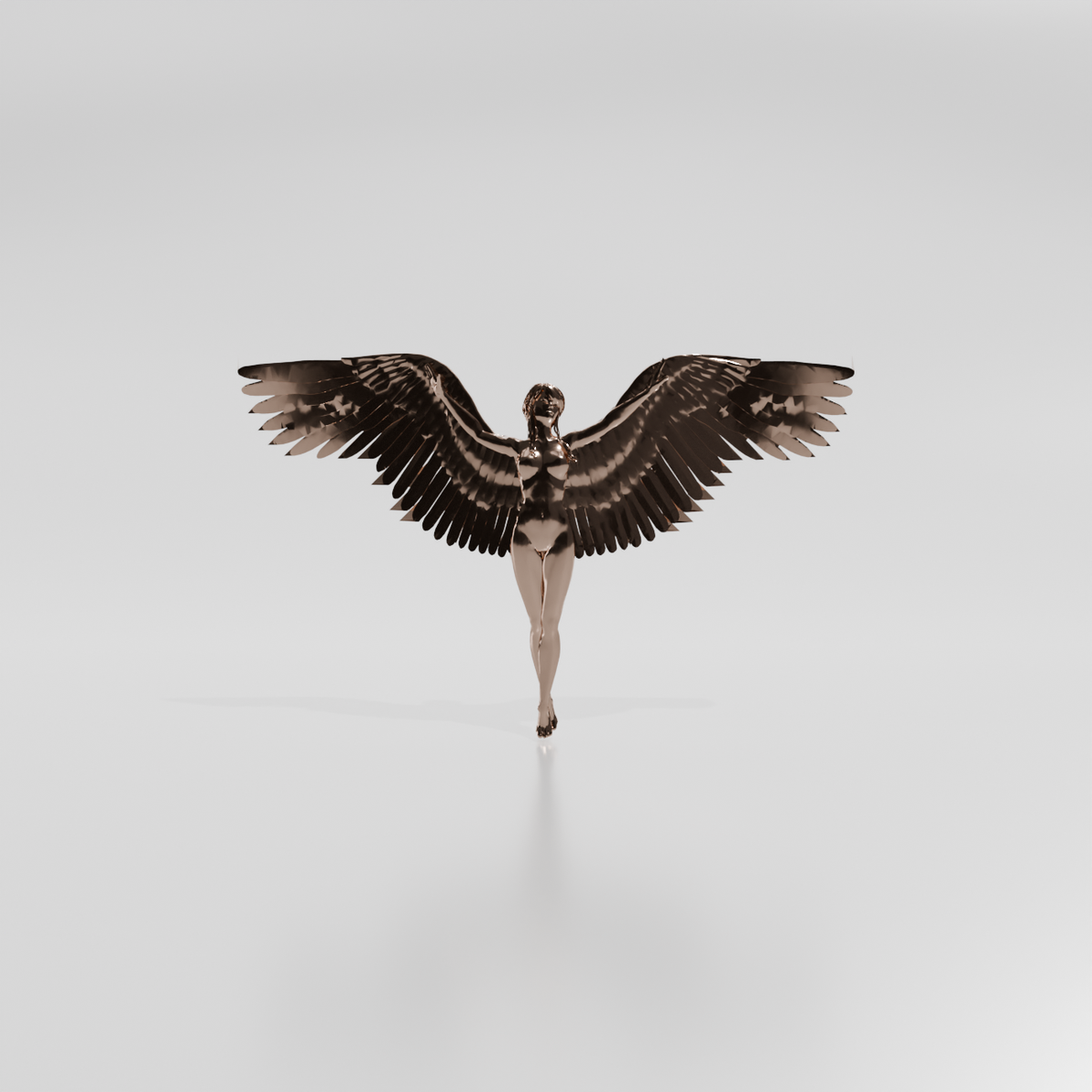 Angel pendant, rose gold, front