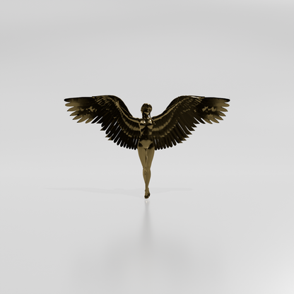 Angel pendant, yellow gold, front