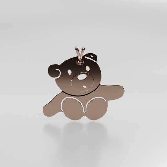 baby teddy bear pendant, rose front