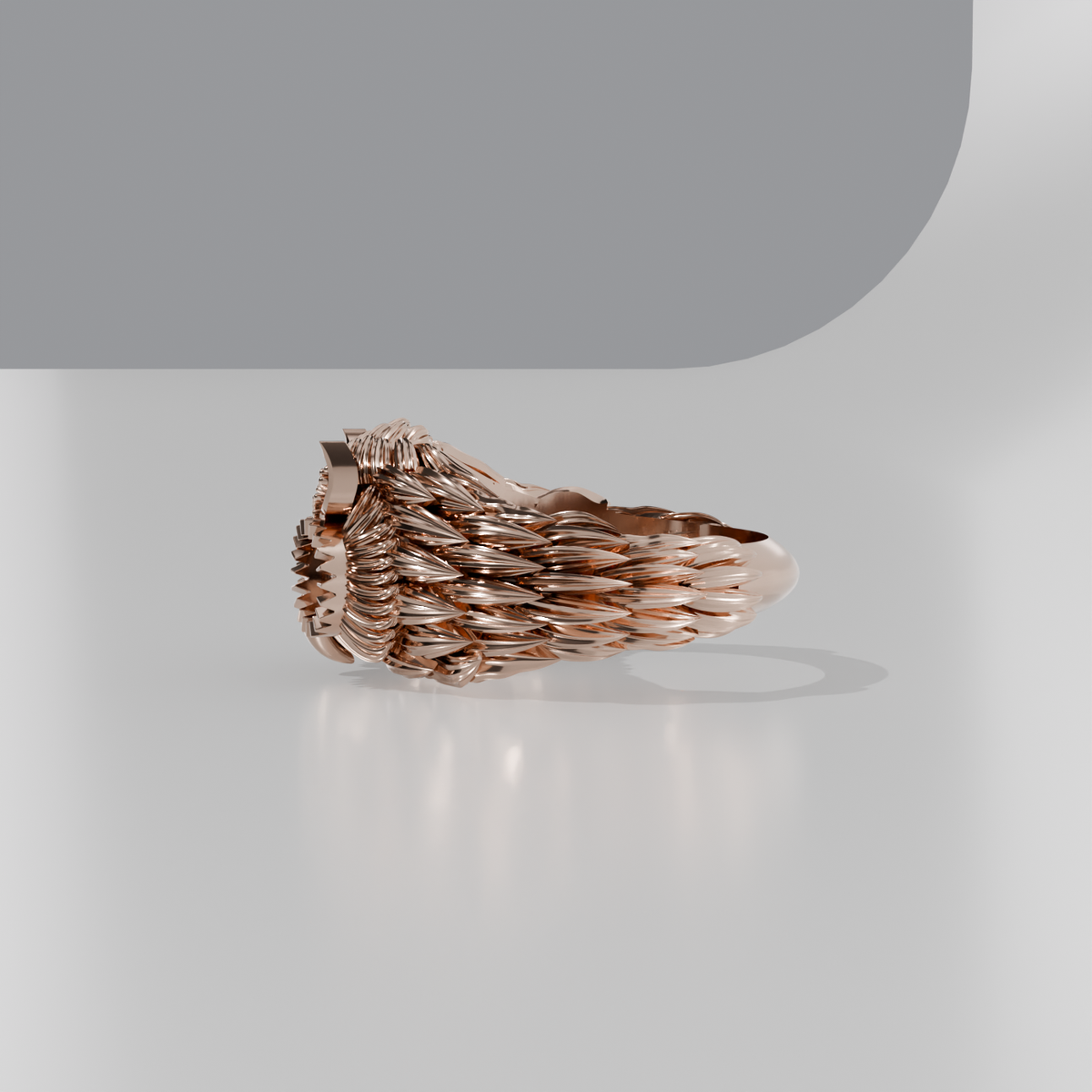 owl ring, rose side