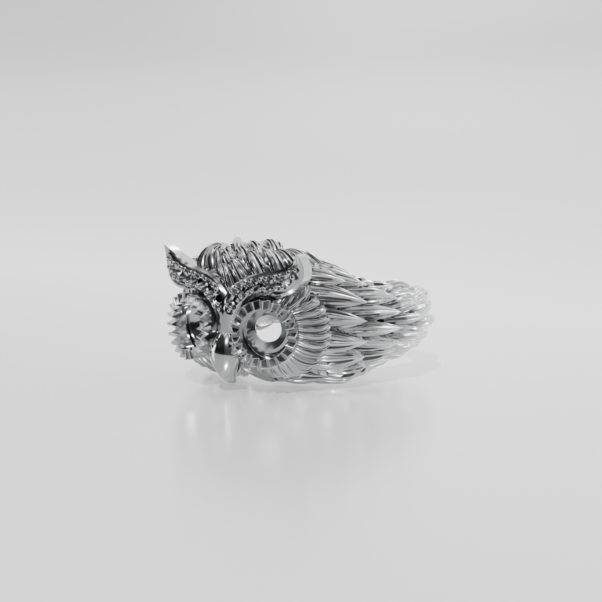 owl ring, white turn