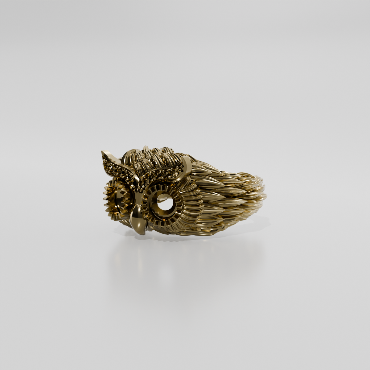 owl ring, yellow turn