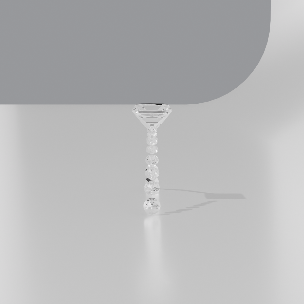 cathedral style princess diamond channel setting ring stl 3d printable, rose side