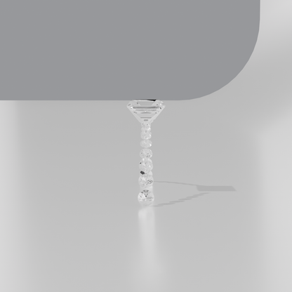 cathedral style princess diamond channel setting ring stl 3d printable, rose side