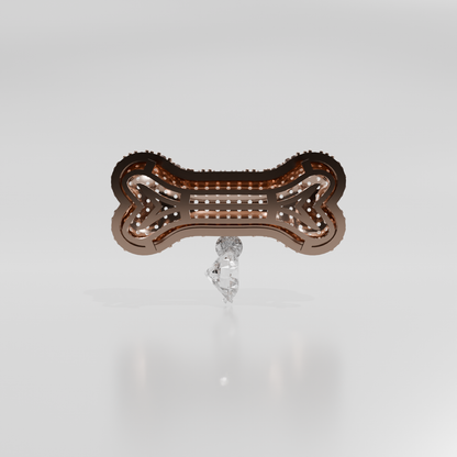 dog bone with diamonds, rose front