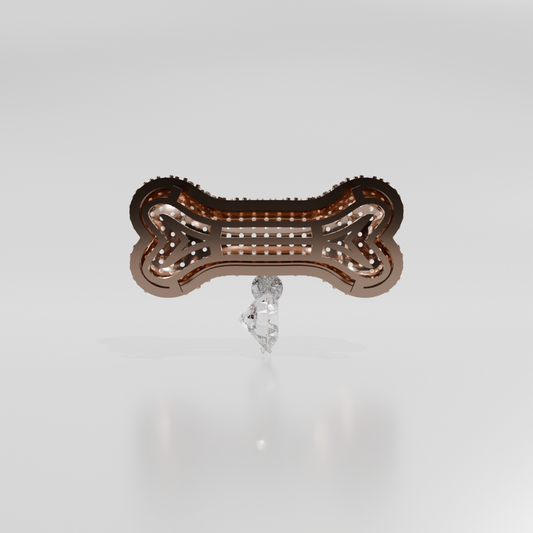 dog bone with diamonds, rose front