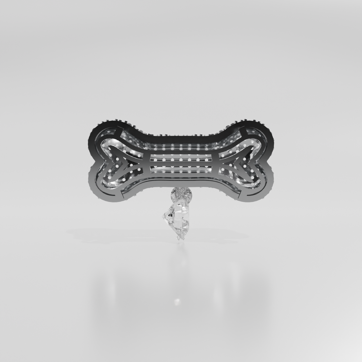 dog bone with diamonds, white front