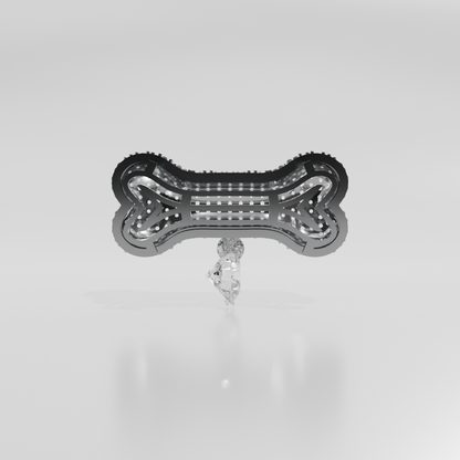 dog bone with diamonds, white front