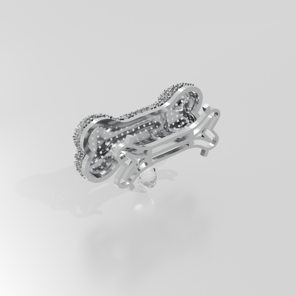 dog bone with diamonds, white left