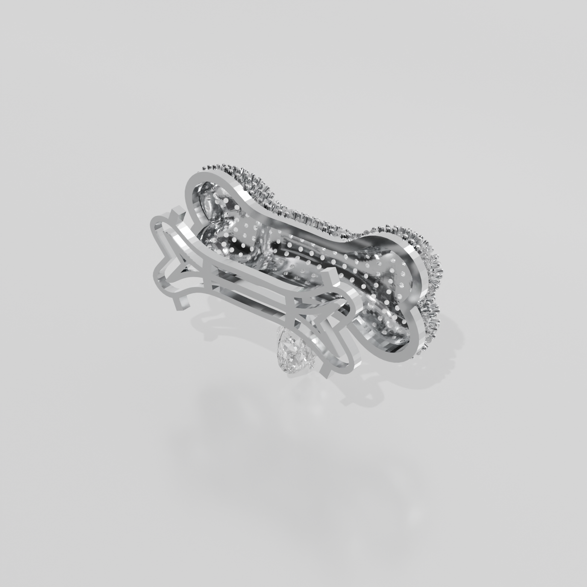 dog bone with diamonds, white right