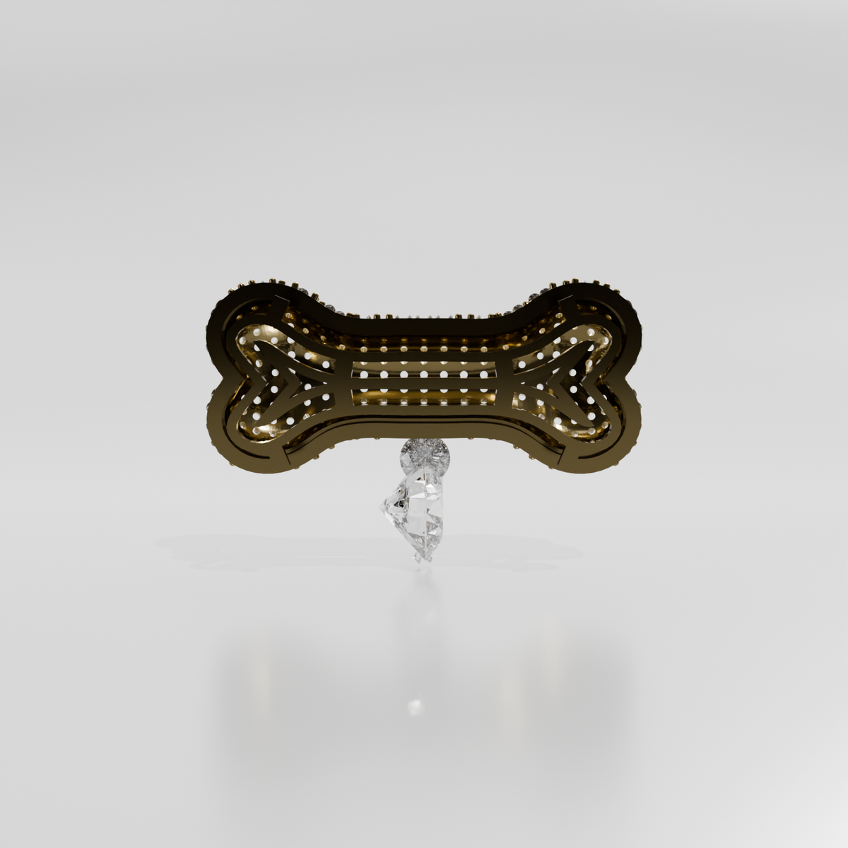 dog bone with diamonds, yellow front