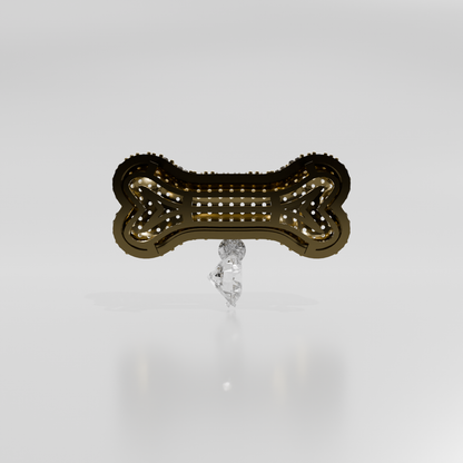 dog bone with diamonds, yellow front