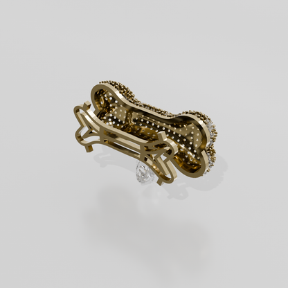 dog bone with diamonds, yellow right