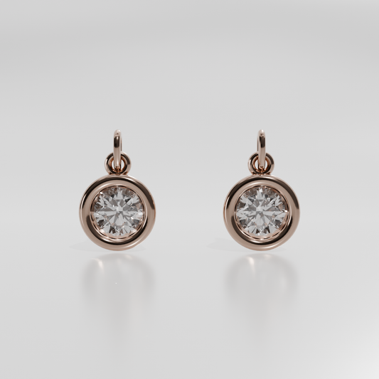 gold -silver-platium - drop earrings round shape, rose front