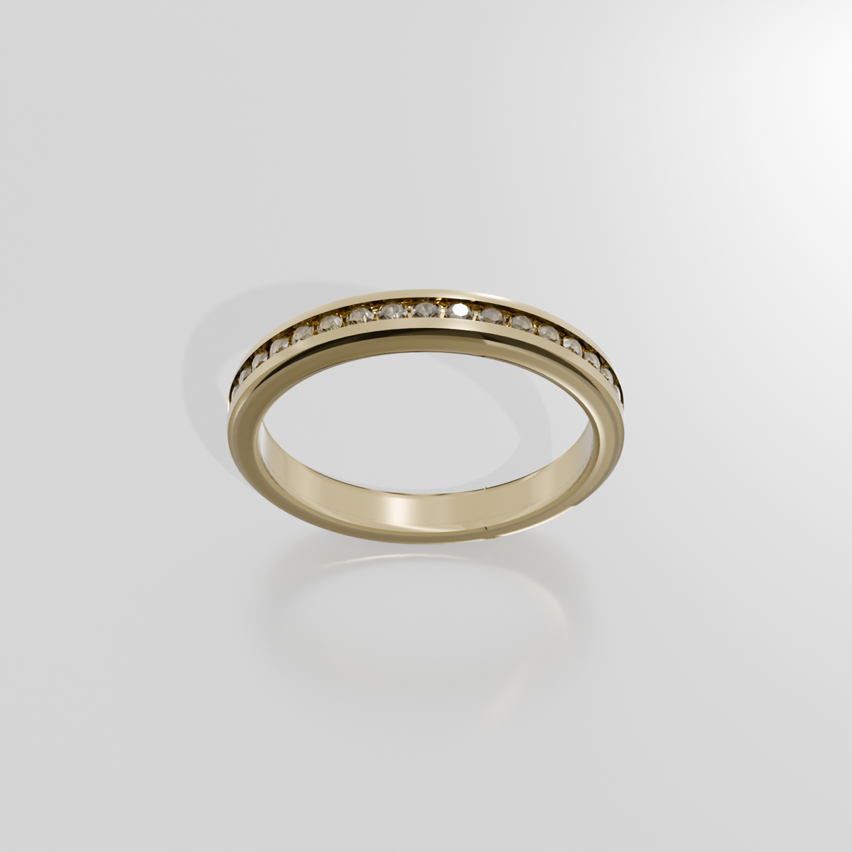 half eternity  channel-set ring stl 3d printable jewelry cad, yellow top