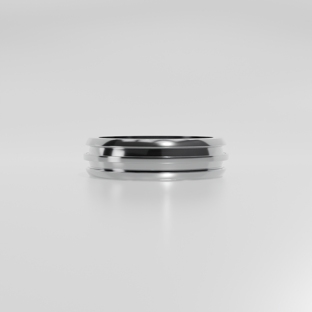14K Gold Triple-Groove Band Ring - White Gold - Hero