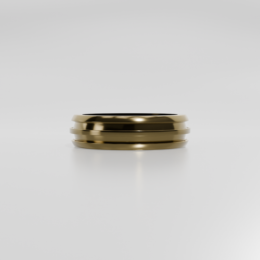 14K Gold Triple-Groove Band Ring - Yellow Gold - Hero