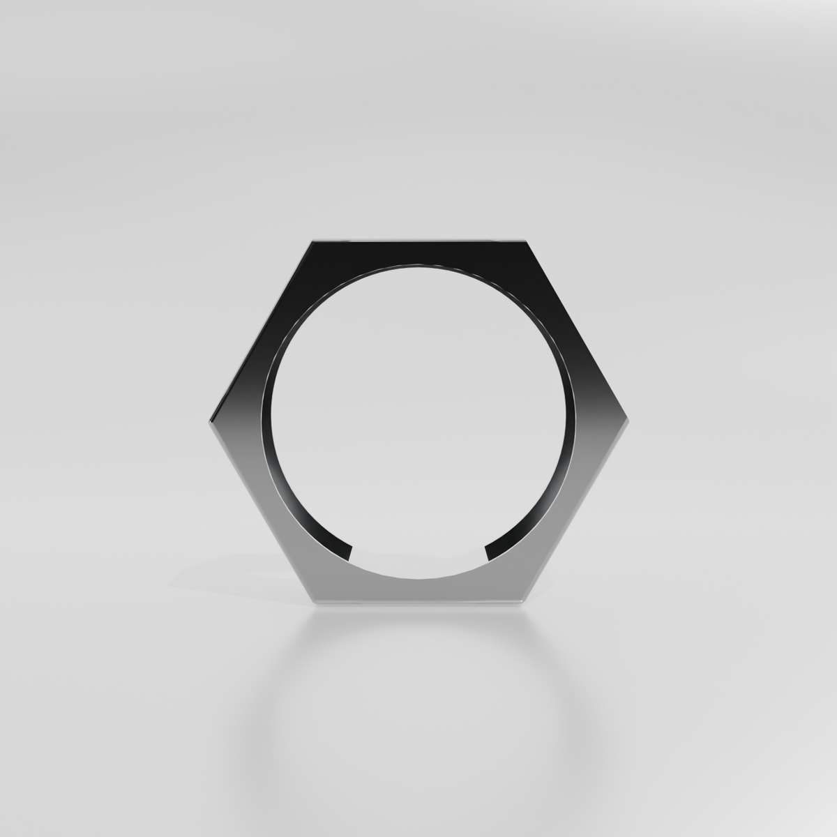 14K Gold Hexagon Band Ring - White Gold - Hero
