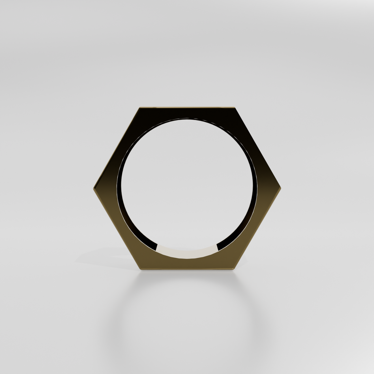 14K Gold Hexagon Band Ring - Yellow Gold - Hero