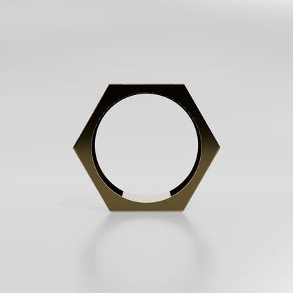 14K Gold Hexagon Band Ring - Yellow Gold - Hero