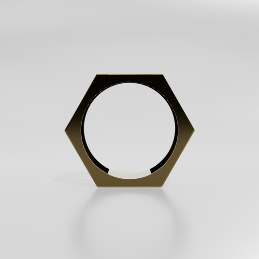 14K Gold Hexagon Band Ring - Yellow Gold - Hero