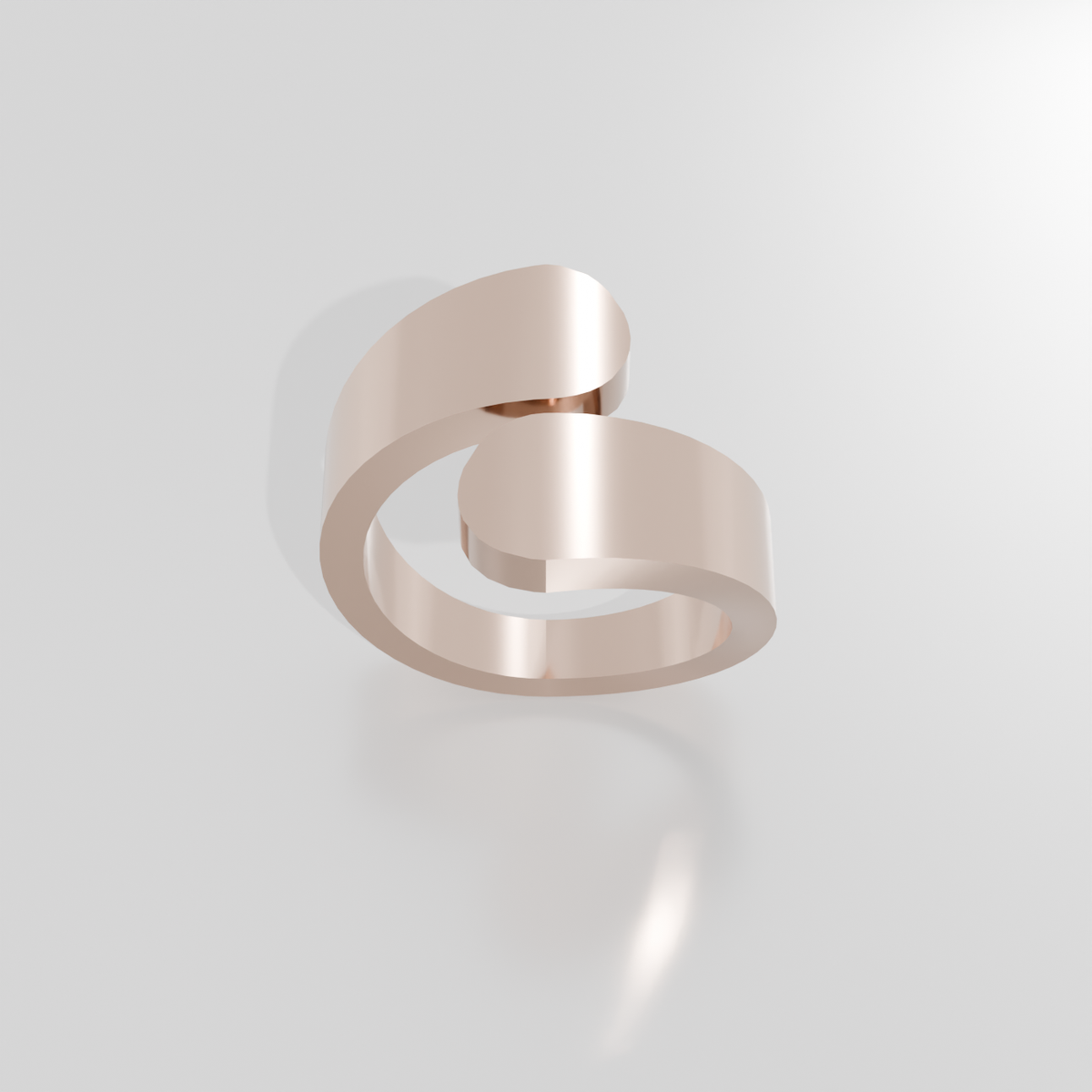 14K Gold Beveled Band Ring - Rose Gold - Top