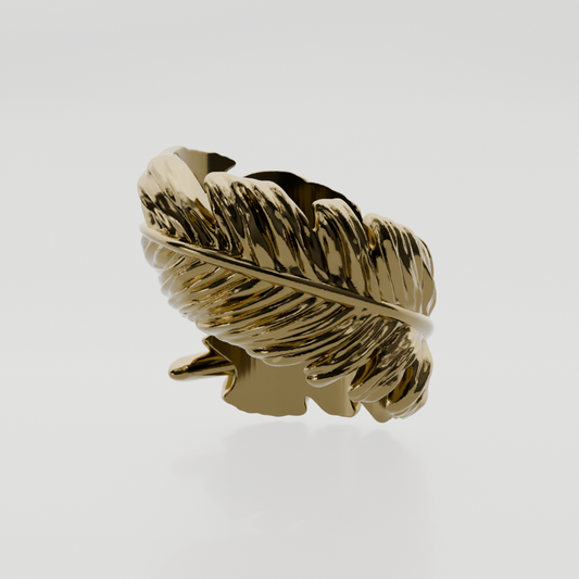 14K Gold Feather Wrap Ring - Yellow Gold - Hero