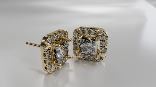 Halo Diamond Stud Earrings