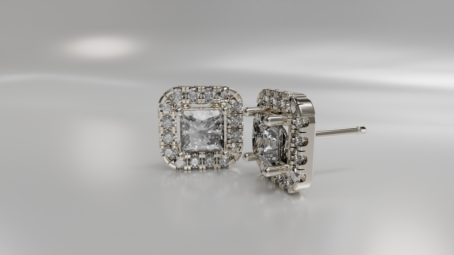 Halo Diamond Stud Earrings