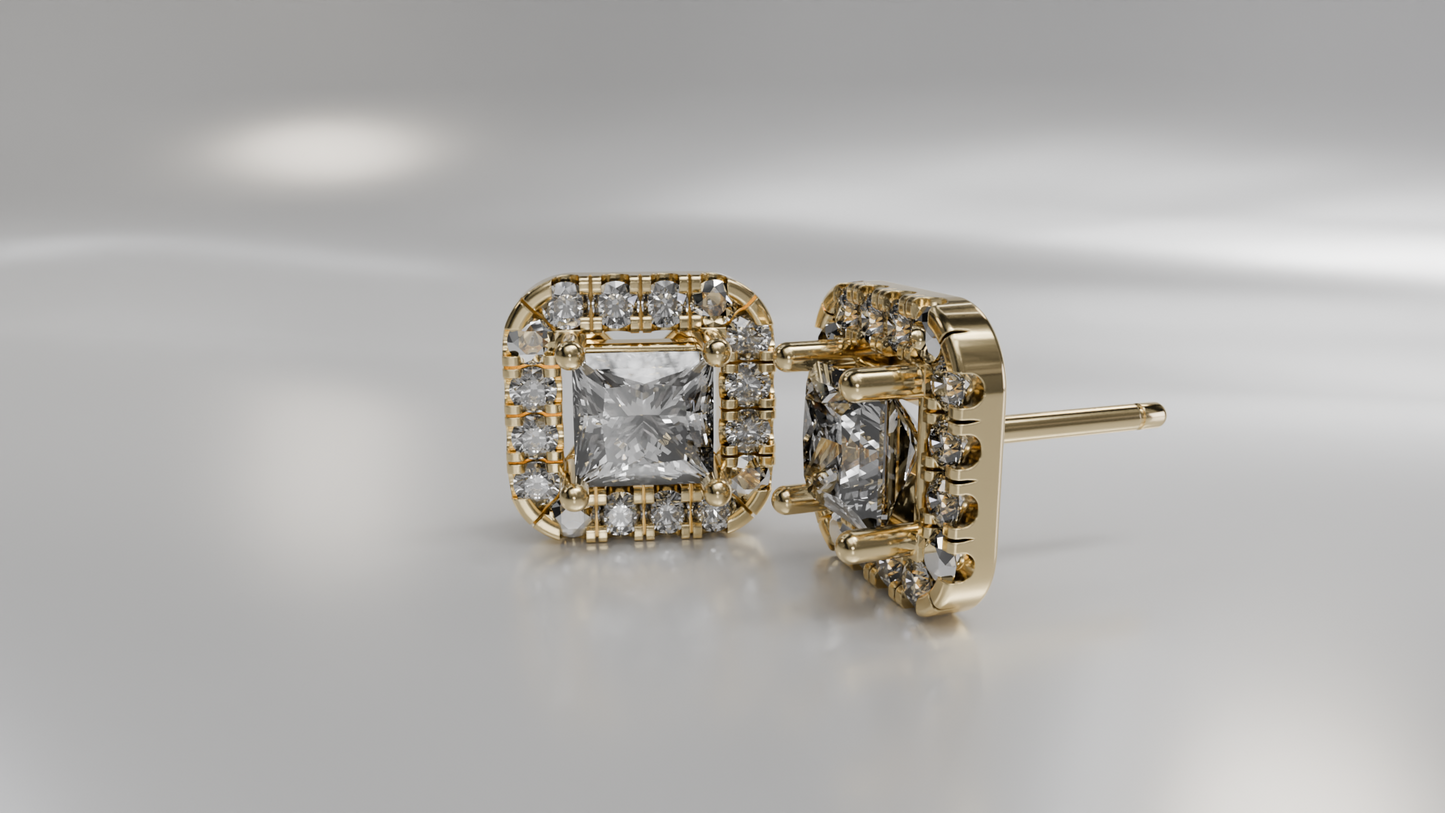 Halo Diamond Stud Earrings