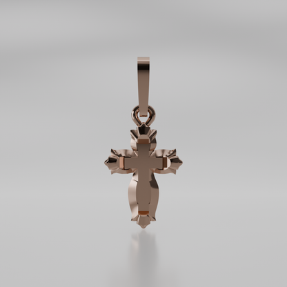 Budded Cross Pendant - Rose - Front