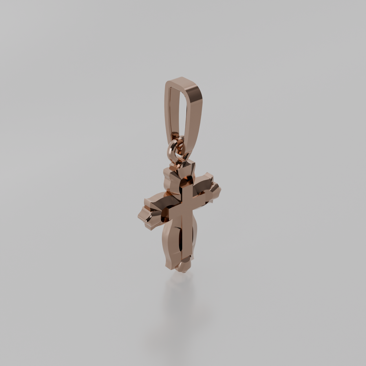 Budded Cross Pendant - Rose - Left