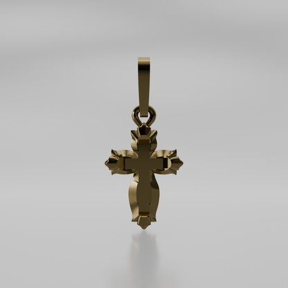 Budded Cross Pendant - Yellow - Front