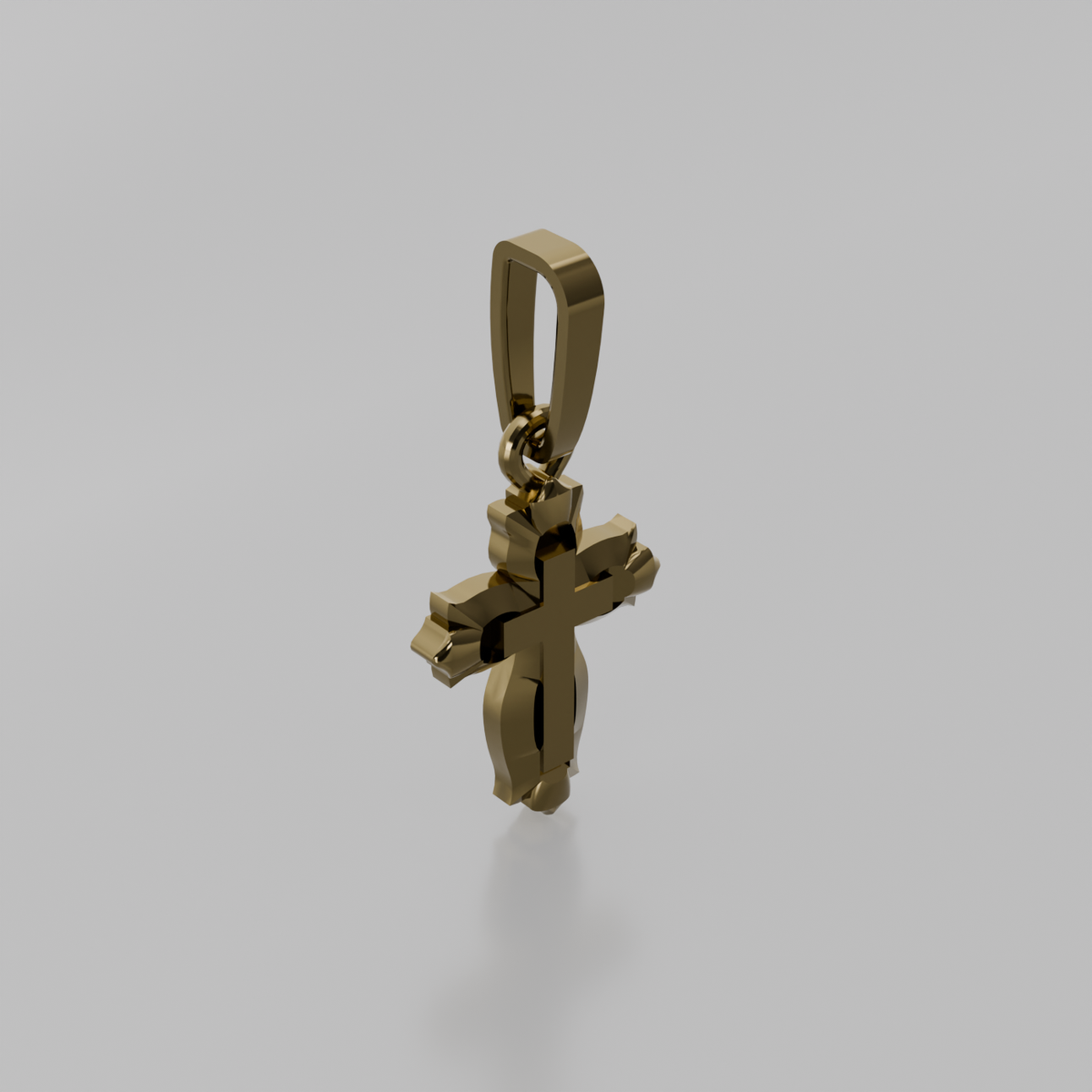 Budded Cross Pendant - Yellow - Left
