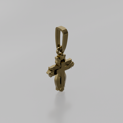 Budded Cross Pendant - Yellow - Left