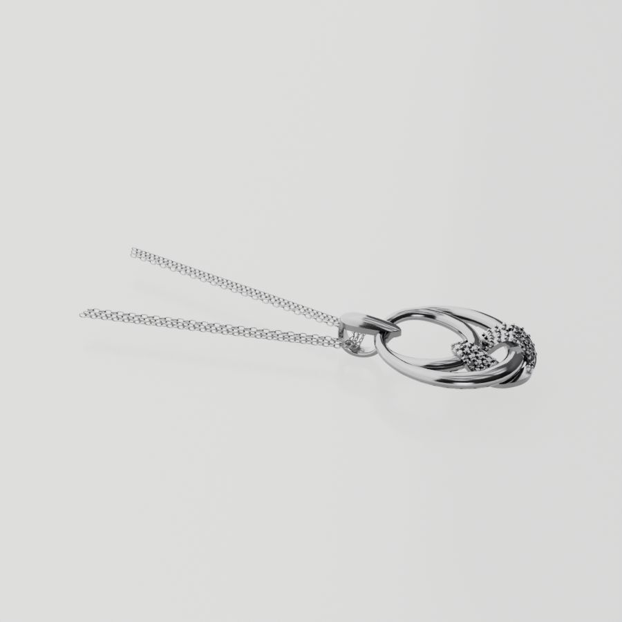 Diamond Knot Pendant - White Gold - Left