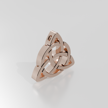 Celtic knot pendant, rose gold, left