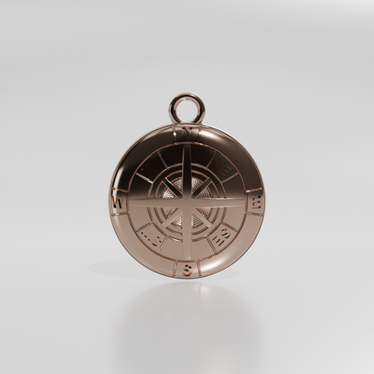 Compass pendant, rose gold, front
