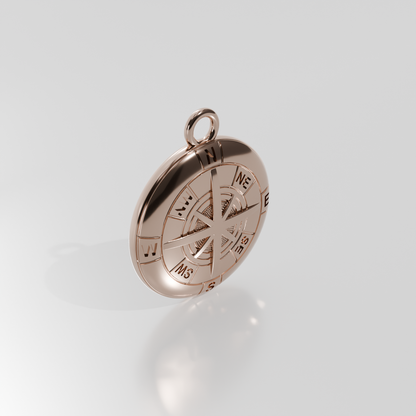 Compass pendant, rose gold, left