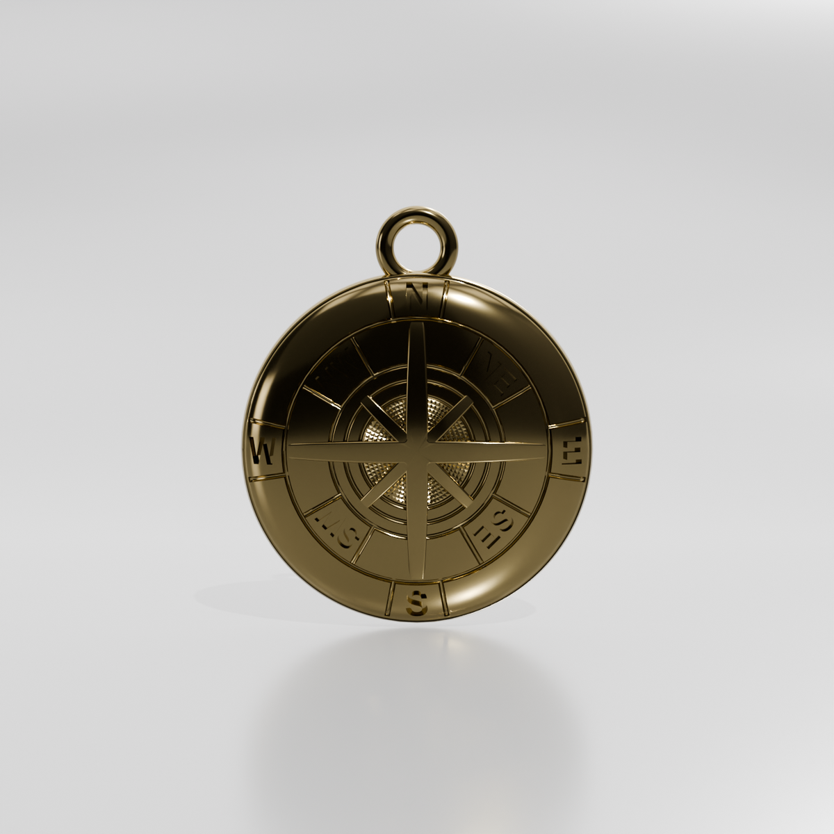 Compass pendant, yellow gold, front