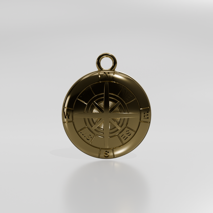 Compass pendant, yellow gold, front