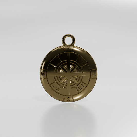 Compass pendant, yellow gold, front